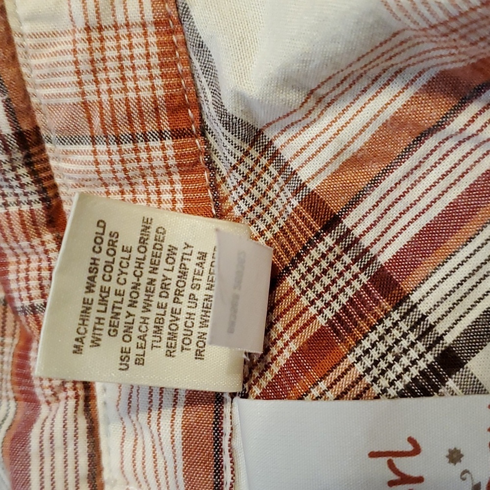 Orange Plaid Snap button down - Picture 7 of 8